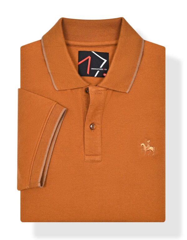 brown plain pique polo shirt