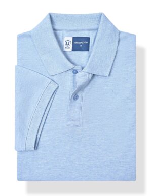 sky blue melange plain pique polo shirt sky blue melange plain pique polo shirt