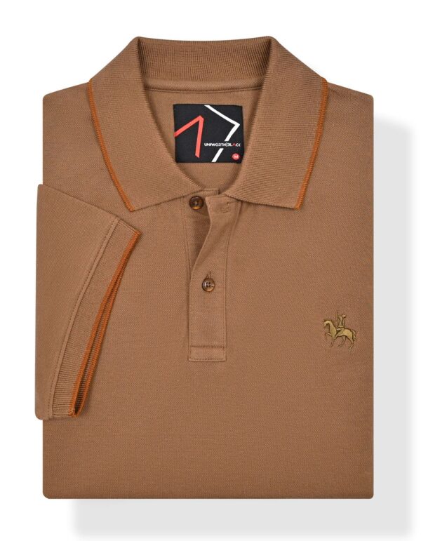 camel plain pique polo shirt